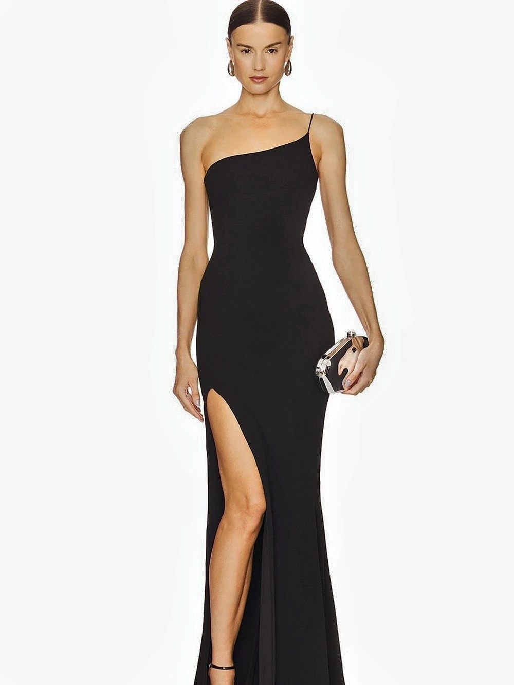 Black One-Shoulder Maxi Dress